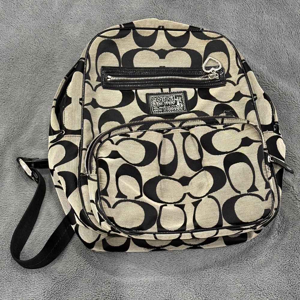 Coach backpack with Black and Silver Embossed Logo Patch